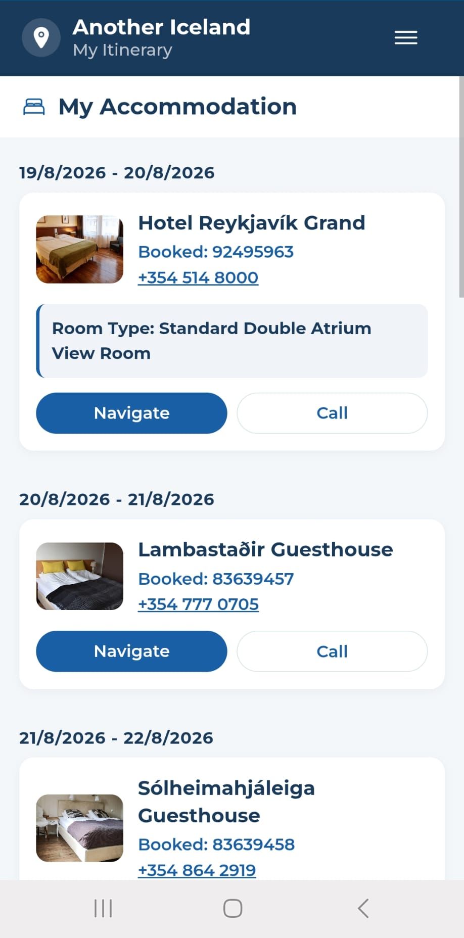 Hotels screen